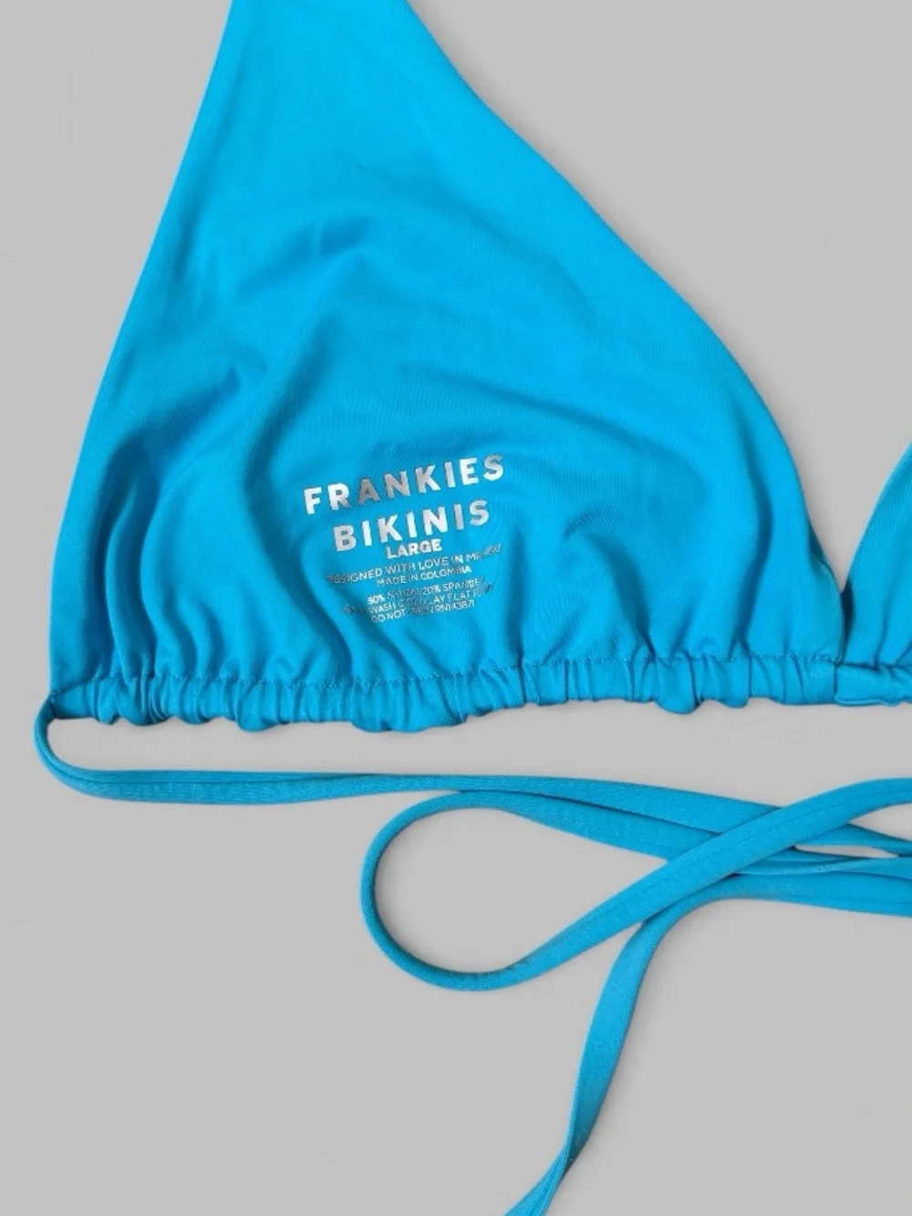 Frankie's Bikinis Bright Blue Halter Triangle Swimsuit Top